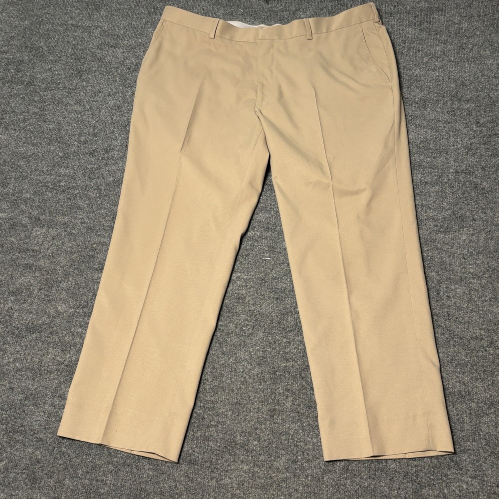 PGA Tour Mens Khaki Golf Pants Flat Front Tan Straight Leg PDSB0388 42x29